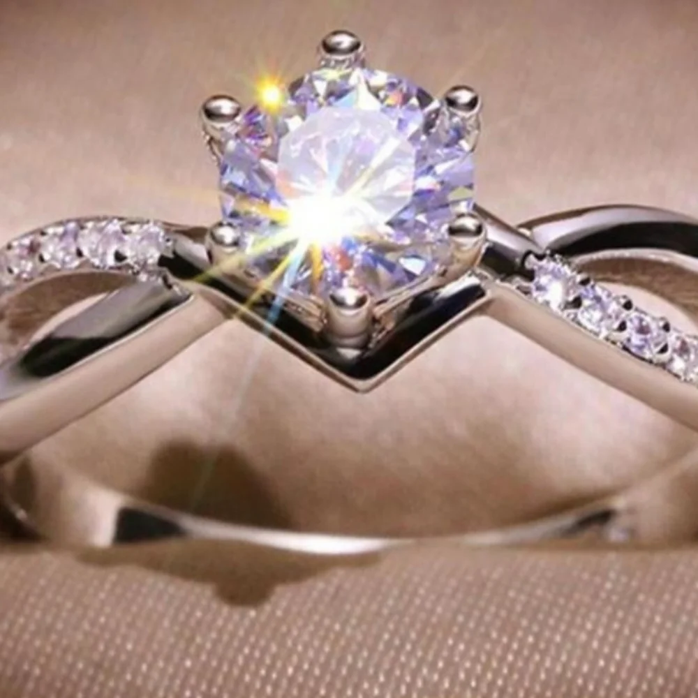 Silver Tone Faux Diamond Ring